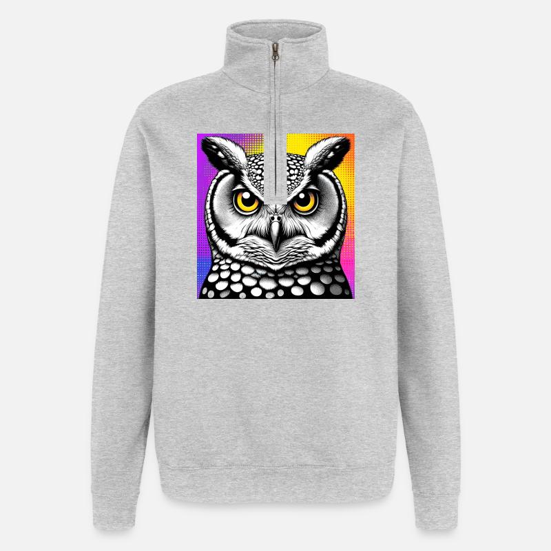 owl - Quarter-Zip Sweatshirt - heather grey