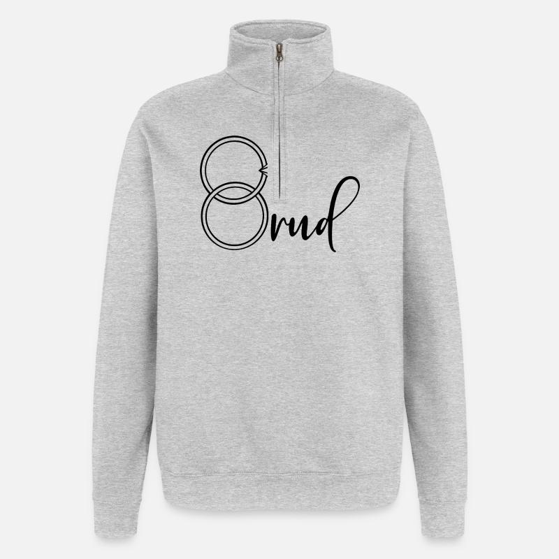 Brautverlobungsringe Hochzeit - Quarter-Zip-Sweatshirt - Grau meliert