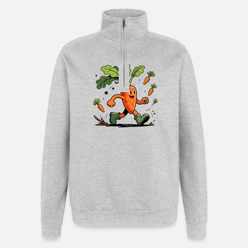Spaßiger dynamischer Karottengärtner - Quarter-Zip-Sweatshirt - Grau meliert