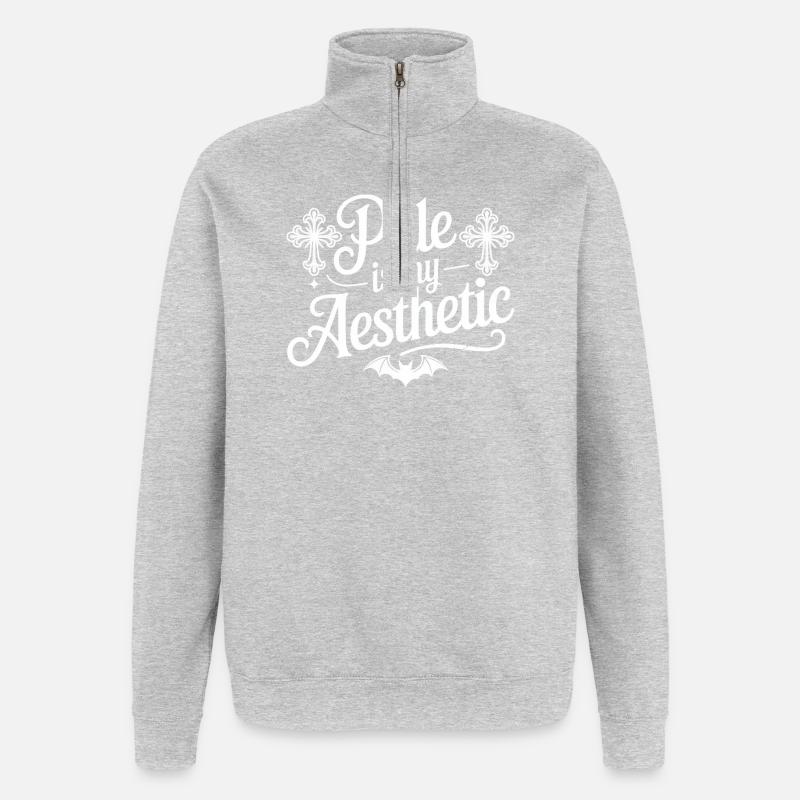 Pale Aesthetic Bat Typography - Quarter-Zip Sweatshirt - heather grey
