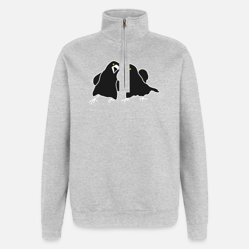 Minimalistisches Raven-Duo - Quarter-Zip-Sweatshirt - Grau meliert