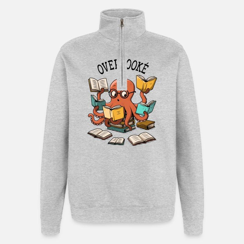 Overbooked - Quarter-Zip Sweatshirt - heather grey