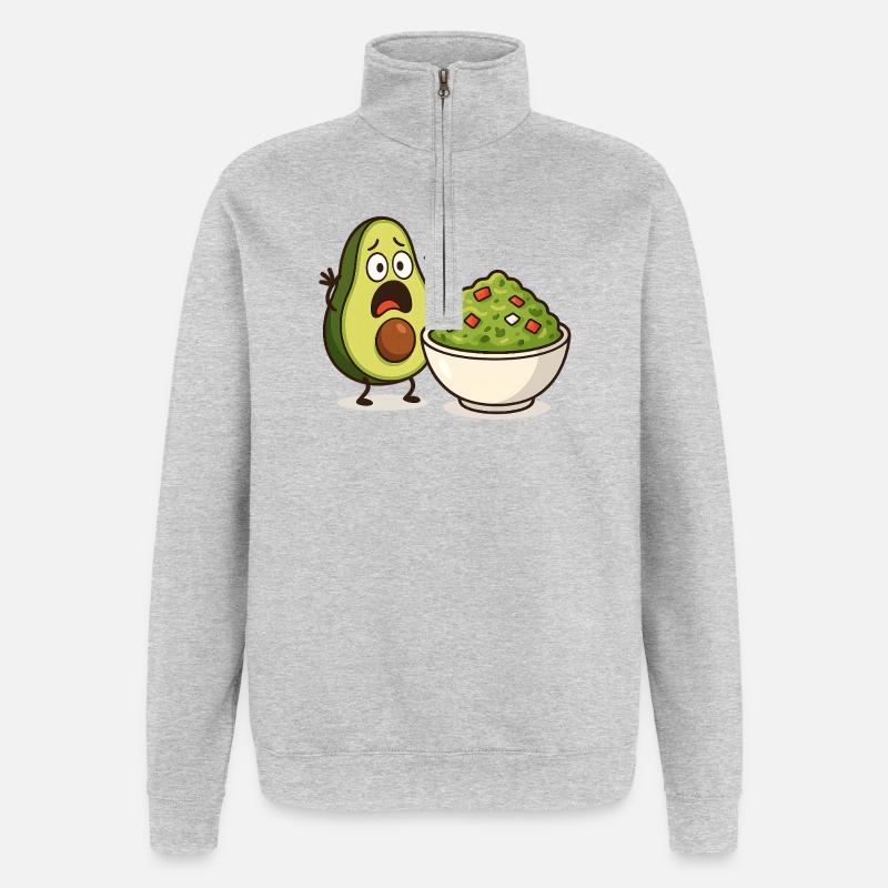 Choc Avocat Guacamole - Sweat à zip 1/4 - gris chiné