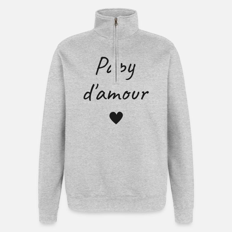 Papy d'Amour - Sweat à zip 1/4 - gris chiné