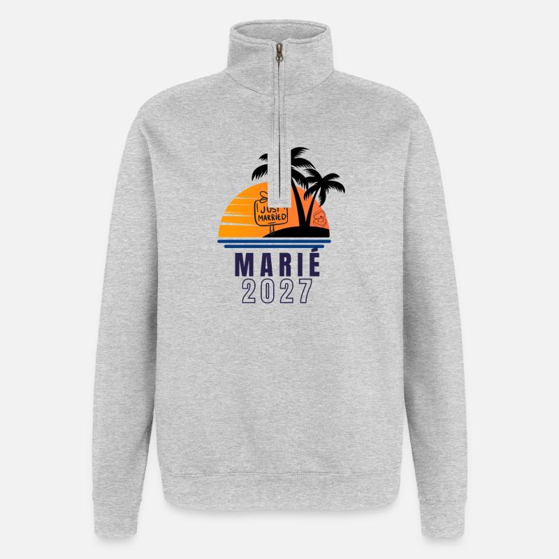 Marie 2027 Wedding Announcement - Sweat à zip 1/4 - gris chiné