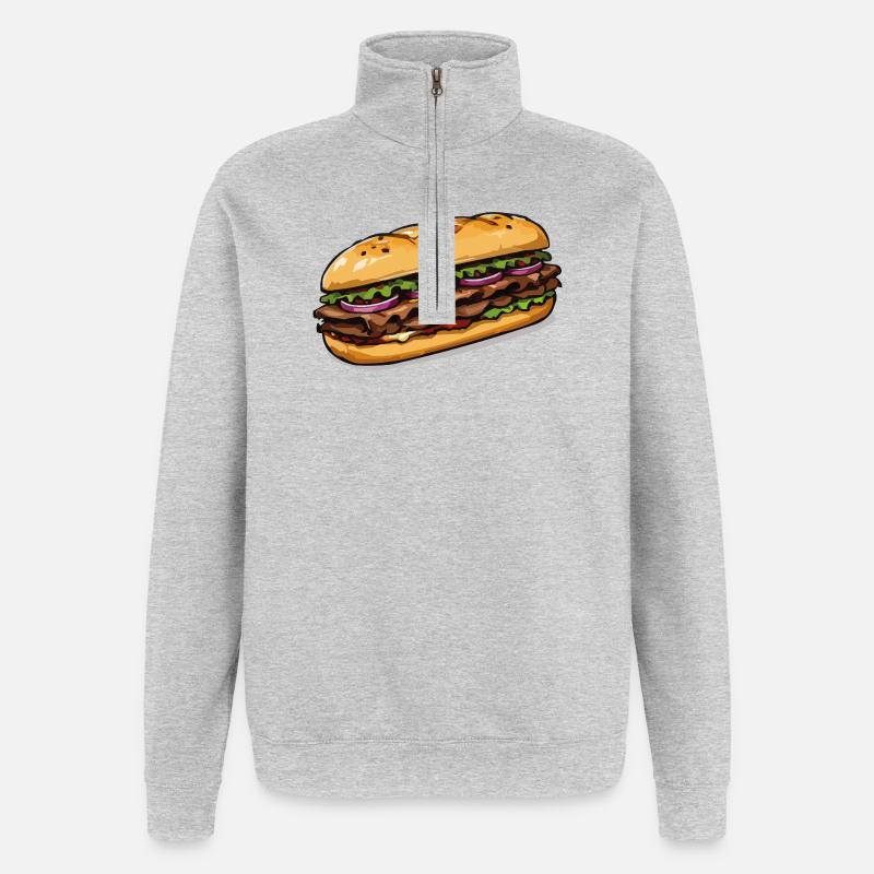 Sandwich illustration - Quarter-Zip Sweatshirt - heather grey