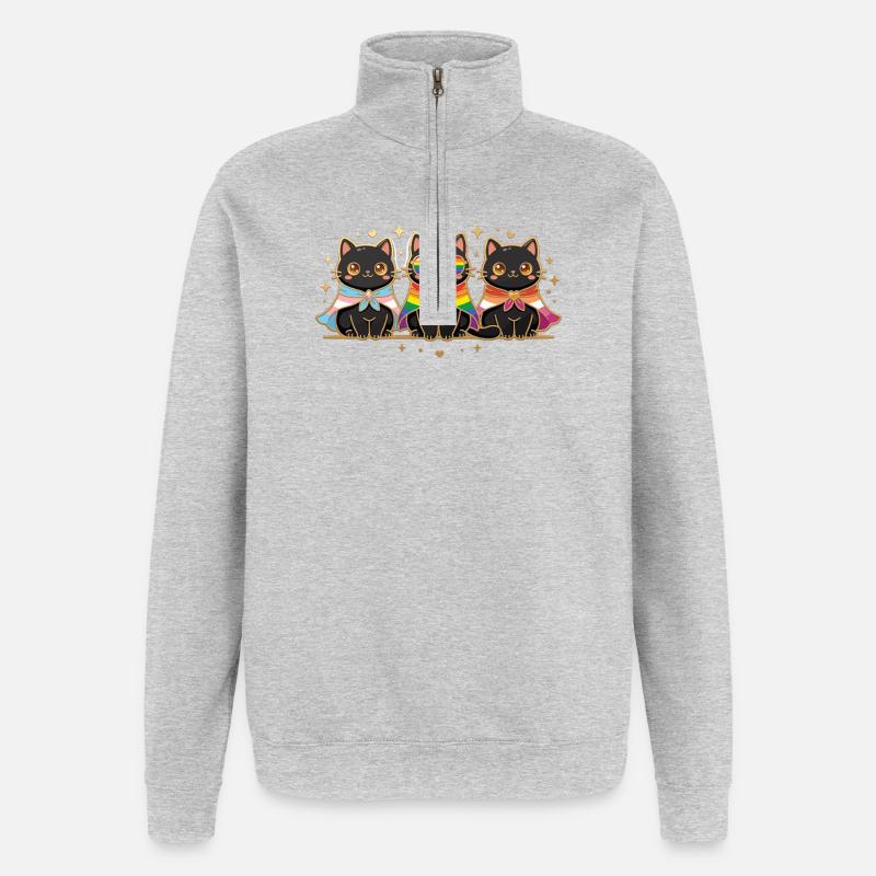 LGBTQ-Pride-Monat – Rainbow Cats - Quarter-Zip-Sweatshirt - Grau meliert
