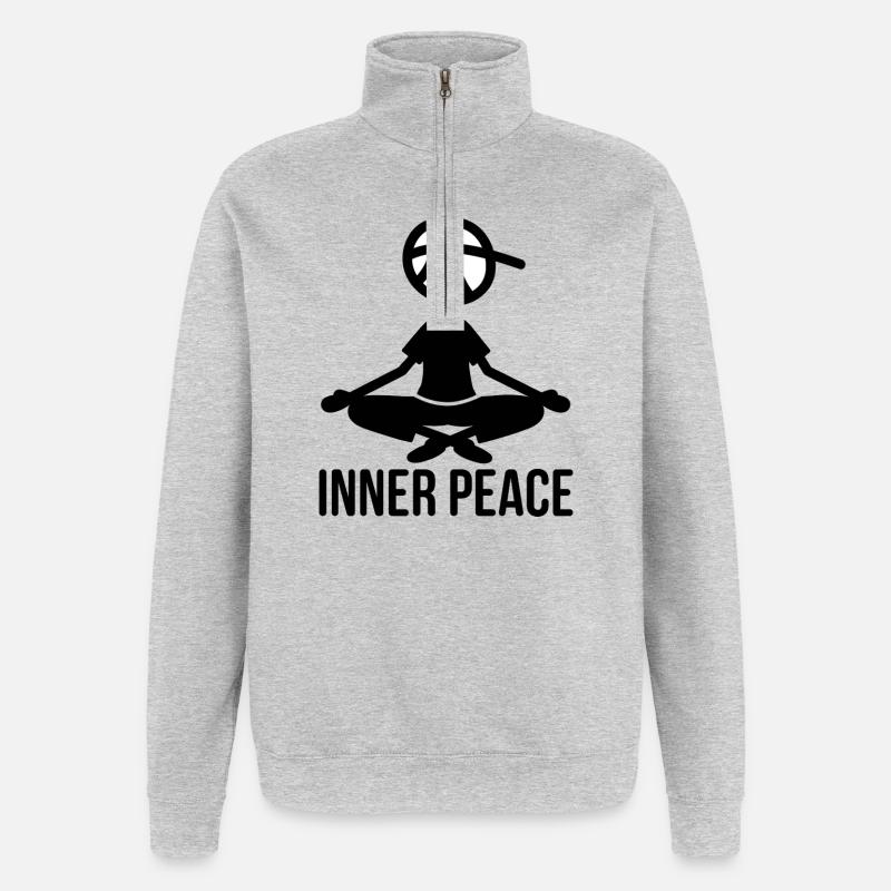 Paix intérieure - Sweat à zip 1/4 - gris chiné
