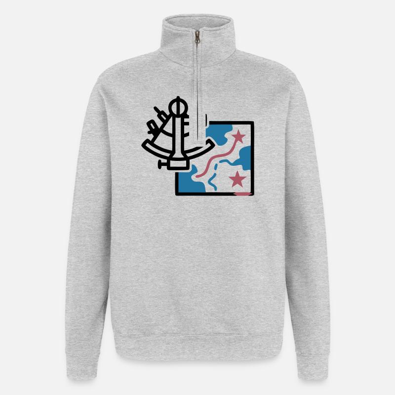 Sextant Navigation Map Vector - Quarter-Zip Sweatshirt - heather grey