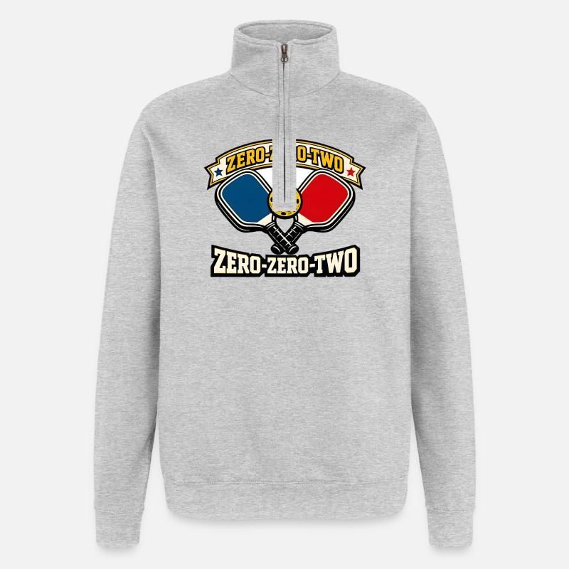 Zero-Zero-Two Paddelball Emblem - Quarter-Zip-Sweatshirt - Grau meliert