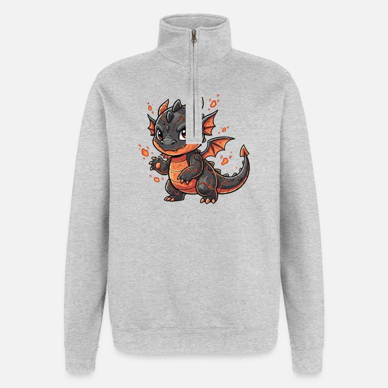 Héroïne câlin du Dragon de Lave - Sweat à zip 1/4 - gris chiné