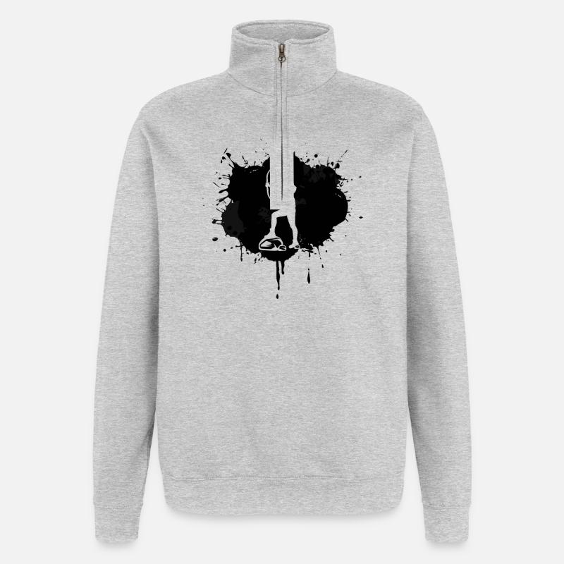 Bogenschütze - Quarter-Zip-Sweatshirt - Grau meliert
