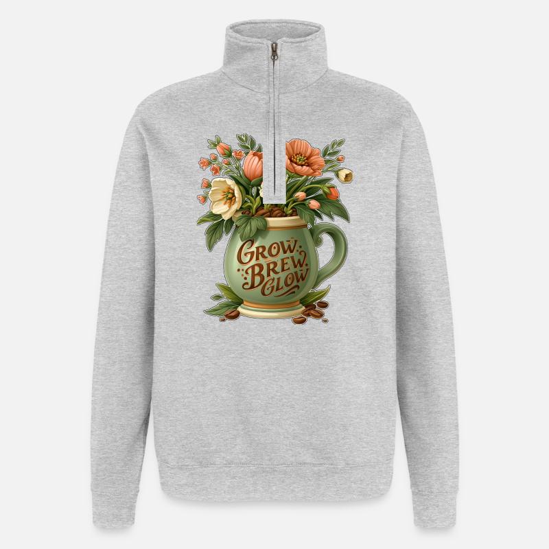Grow Brew Glow Mug Flora - Quarter-Zip Sweatshirt - heather grey