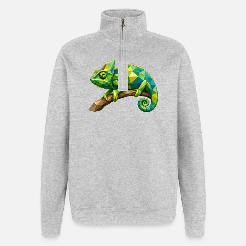 Geometric Chameleon Branch - Quarter-Zip Sweatshirt - heather grey