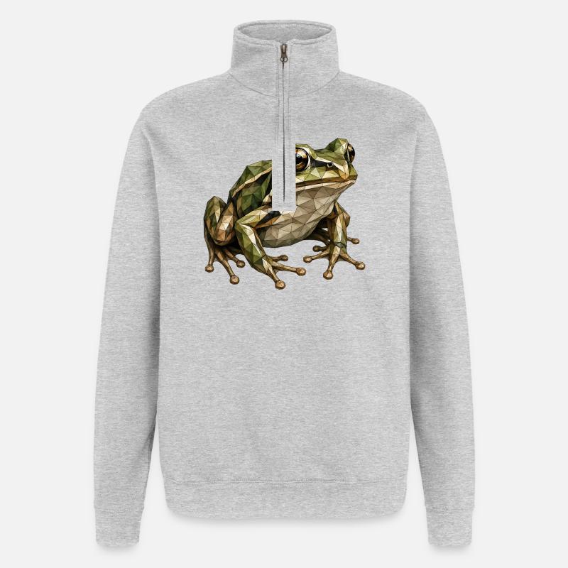 Geometric Frog Polygon Art - Quarter-Zip Sweatshirt - heather grey