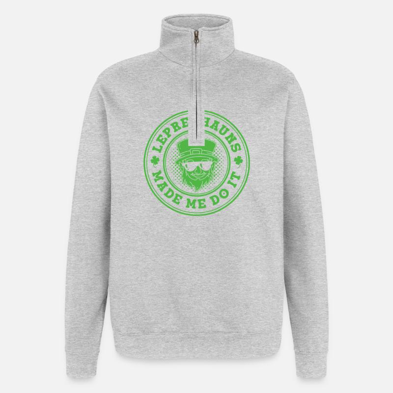 Leprechauns Made Me Do It Stamp - Quarter-Zip Sweatshirt - heather grey