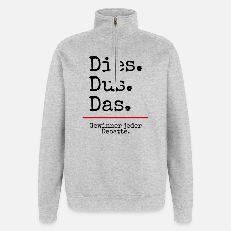 Dies Dus Das Debatte (weiß) - Quarter-Zip-Sweatshirt - Grau meliert