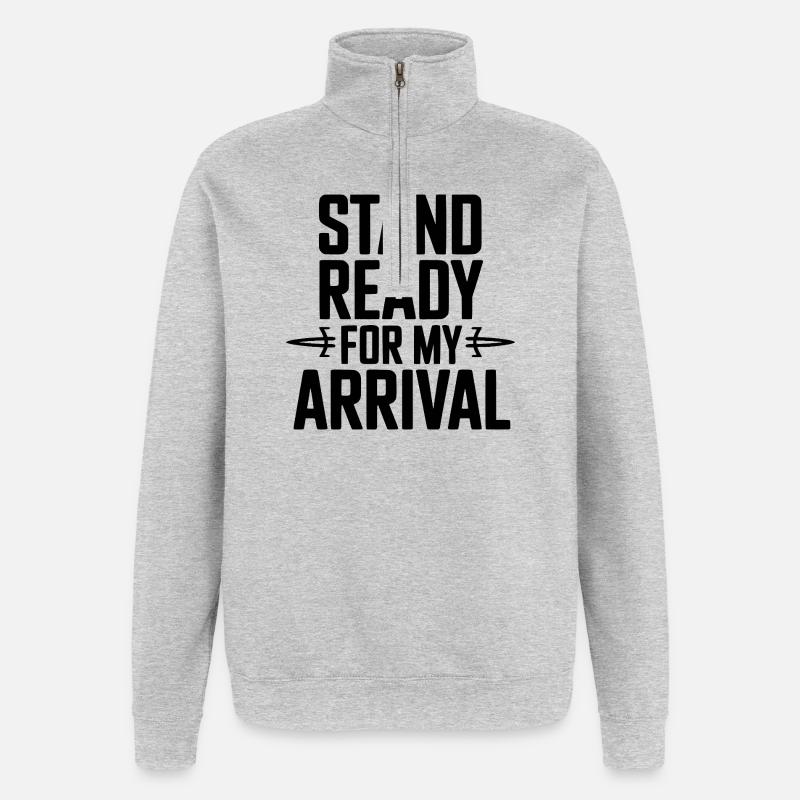 Préparez-vous à mon arrivée - Sweat à zip 1/4 - gris chiné