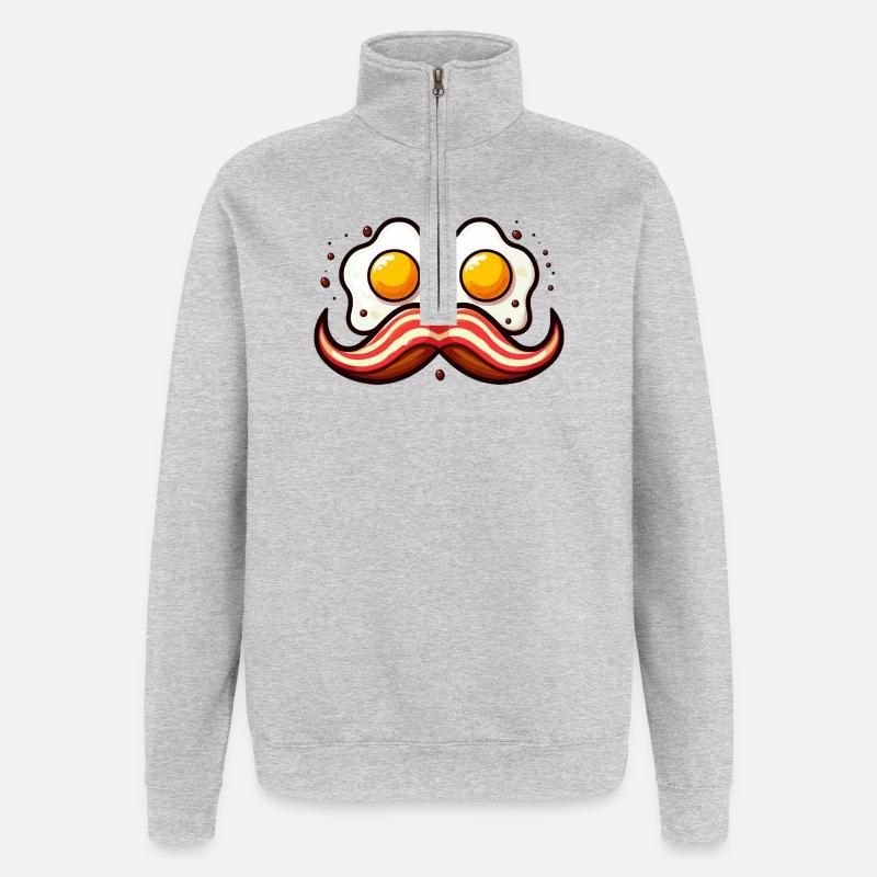 Moustache d'œufs rétro - Sweat à zip 1/4 - gris chiné