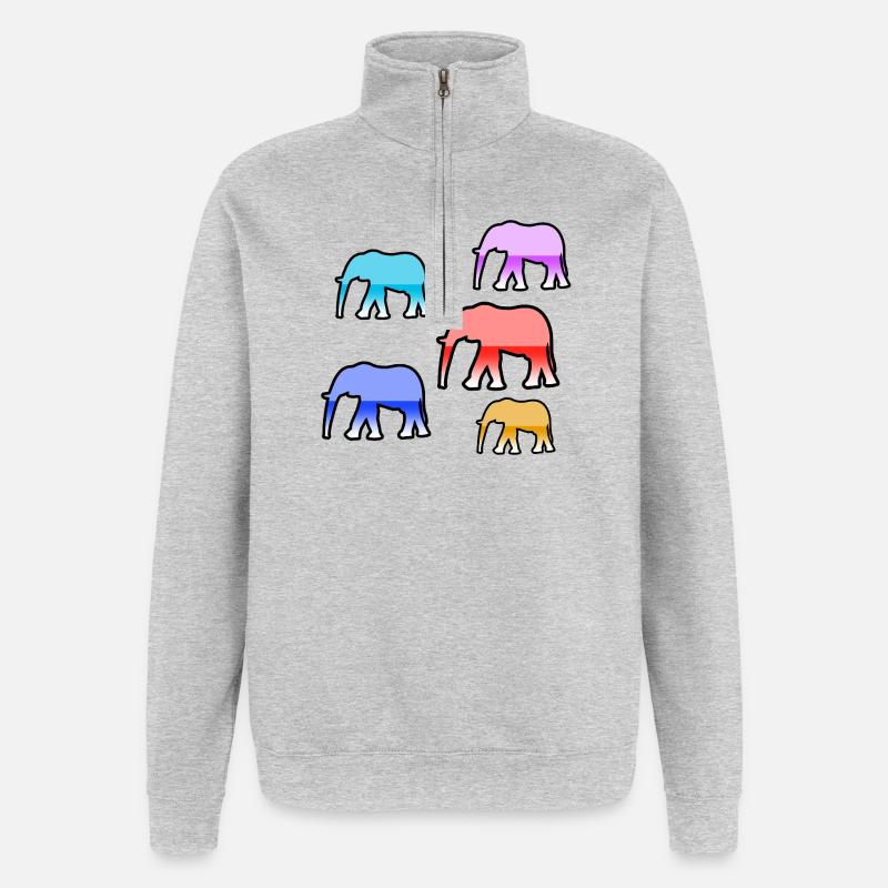 Elephants - Quarter-Zip Sweatshirt - heather grey