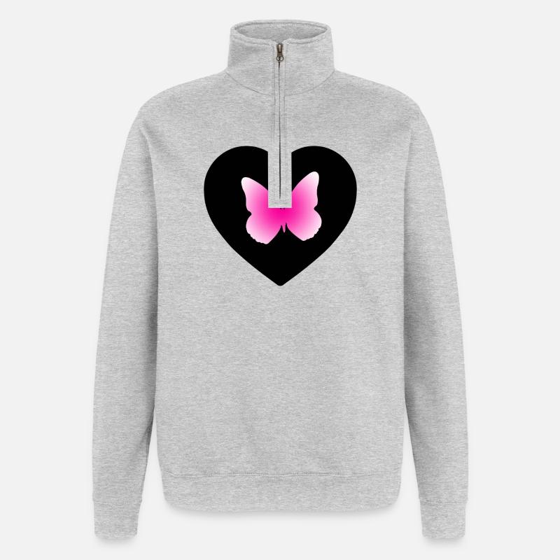 Papillon - Sweat à zip 1/4 - gris chiné