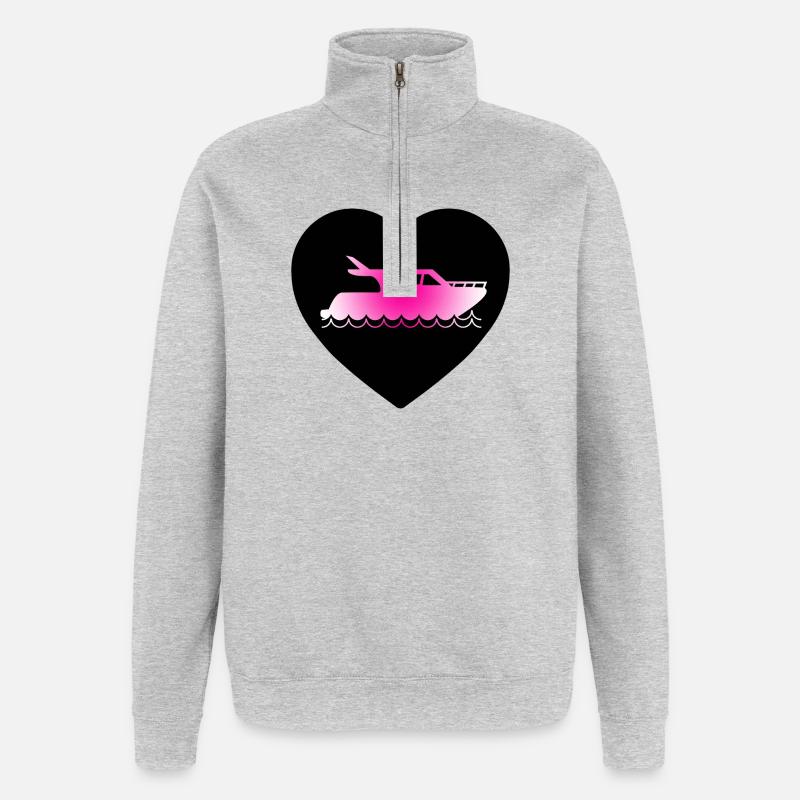 Canot automobile - Sweat à zip 1/4 - gris chiné