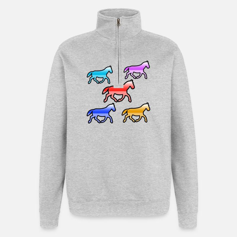 Chevaux - Sweat à zip 1/4 - gris chiné