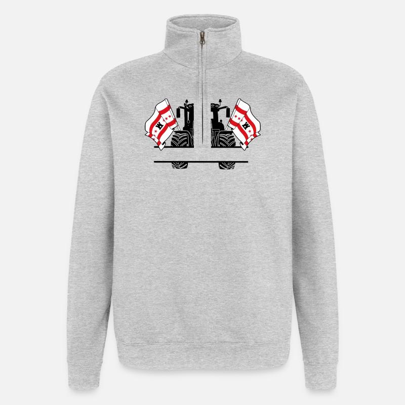 Drenthe_Tractor_Custom_Edition - Sweat à zip 1/4 - gris chiné
