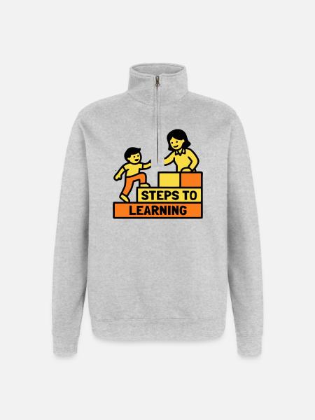 Steps to Learning Schule Logo - Quarter-Zip-Sweatshirt - Grau meliert
