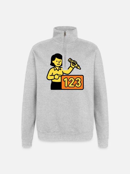 Enseignant Math 123 School - Sweat à zip 1/4 - gris chiné