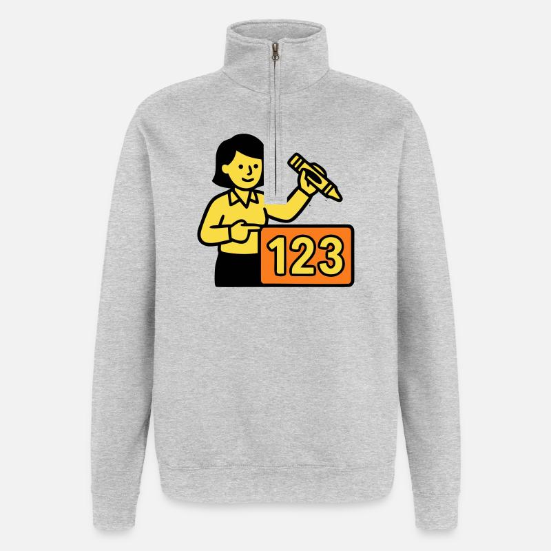 Teacher Math 123 School - Quarter-Zip Sweatshirt - heather grey