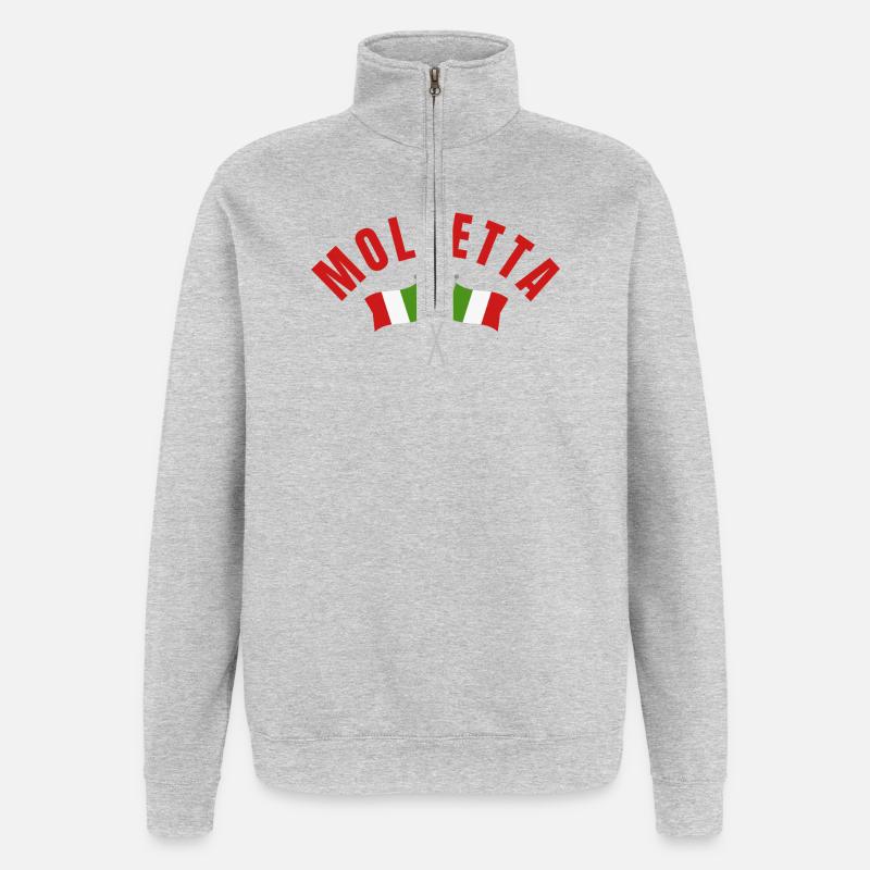 MOLFETTA Italian Flags Cross - Quarter-Zip Sweatshirt - heather grey