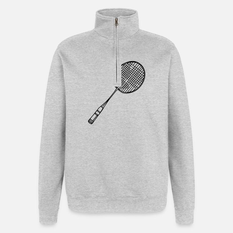 Badmintonschläger - Quarter-Zip-Sweatshirt - Grau meliert