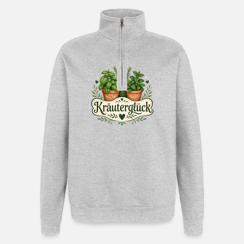 Kräuterglück - Quarter-Zip-Sweatshirt - Grau meliert