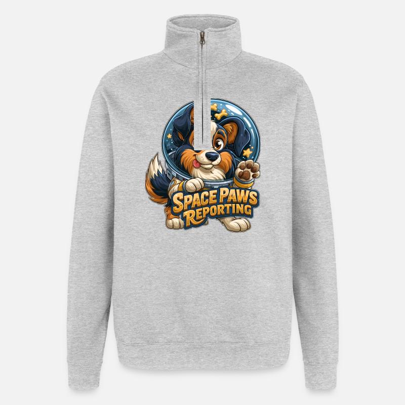 Cosmic Pup Space Paws Design - Quarter-Zip Sweatshirt - heather grey