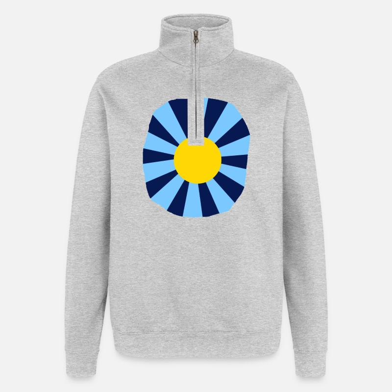 Fleur psychédélique - Sweat à zip 1/4 - gris chiné
