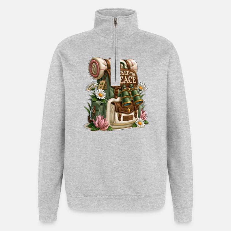 Packed for Peace Hiking Backpack - Quarter-Zip Sweatshirt - heather grey