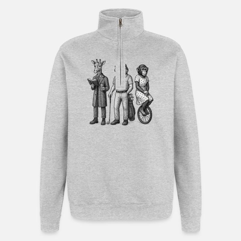 Trio der anthropomorphen Freunde - Quarter-Zip-Sweatshirt - Grau meliert