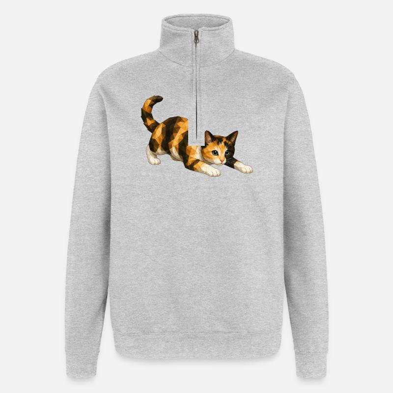Emmi PolygonCat Art - Sweat à zip 1/4 - gris chiné
