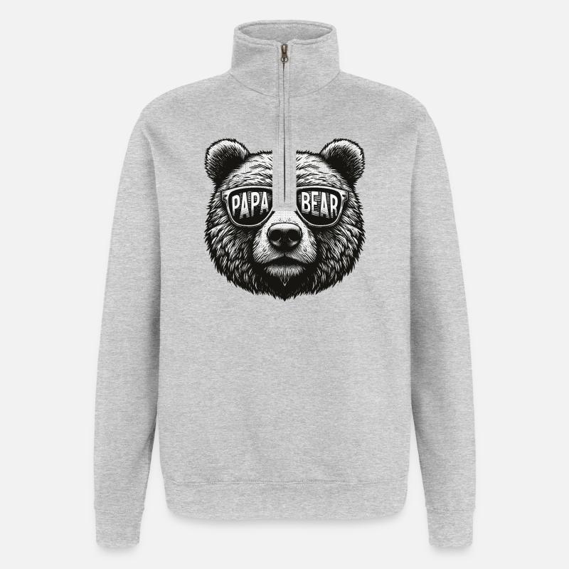 Papa Bear - Quarter-Zip Sweatshirt - heather grey