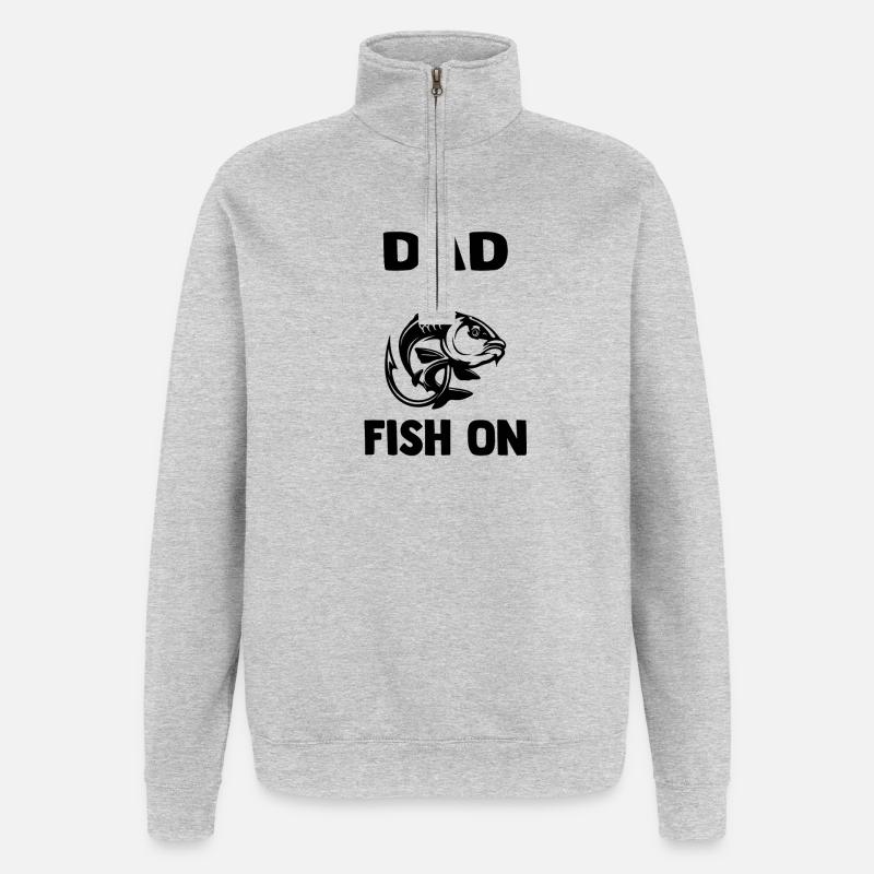 dad_fish_on - Sweat à zip 1/4 - gris chiné