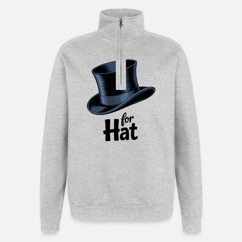 Top Hat Magic Graphic - Quarter-Zip Sweatshirt - heather grey