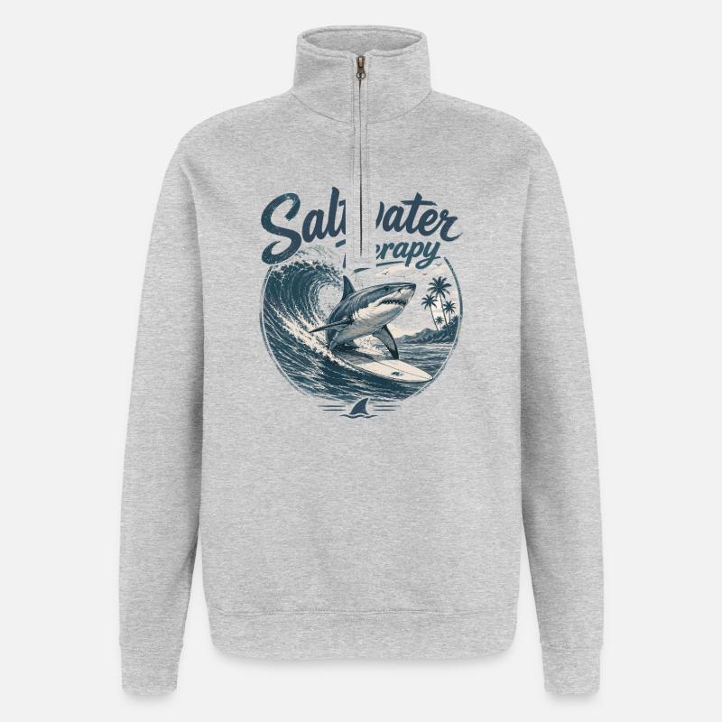 Saltwater Therapy Surfwave - Quarter-Zip Sweatshirt - heather grey