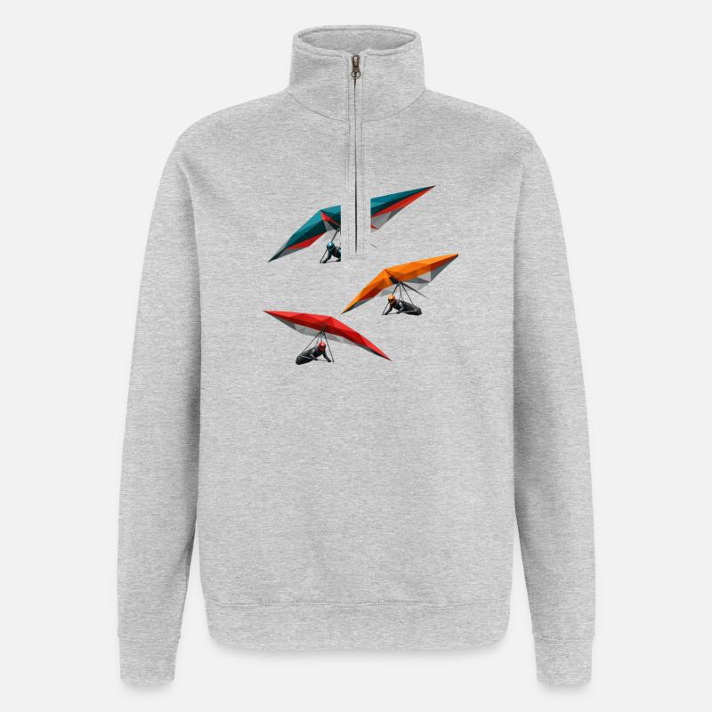 Polygon Hang Gliders Trio - Quarter-Zip Sweatshirt - heather grey
