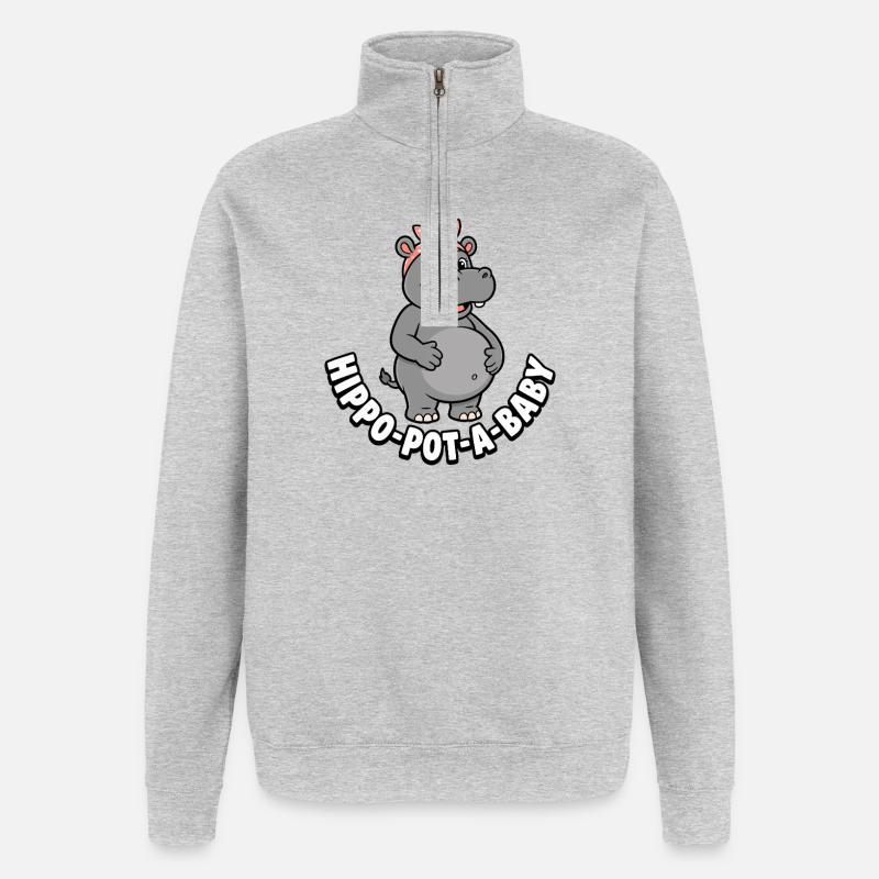 Mère enceinte Hippopotam-un-bébé Hippopotam-un-bébé Hippopotame - Sweat à zip 1/4 - gris chiné
