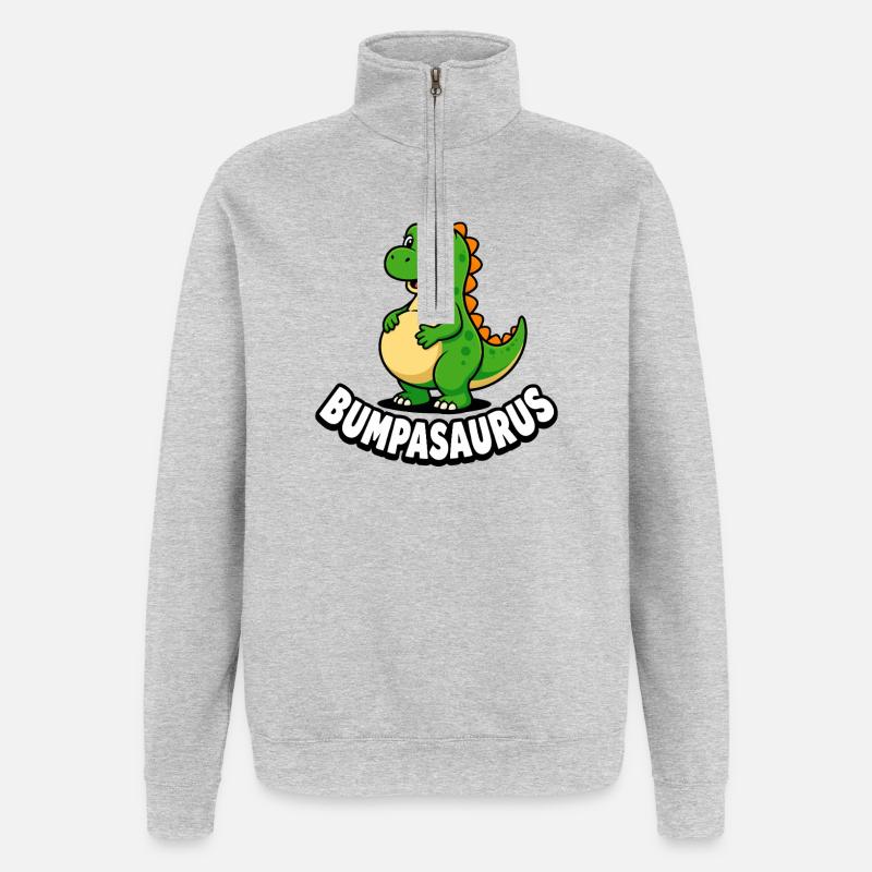 Grossesse de dinosaure Bumpasaurus enceinte - Sweat à zip 1/4 - gris chiné