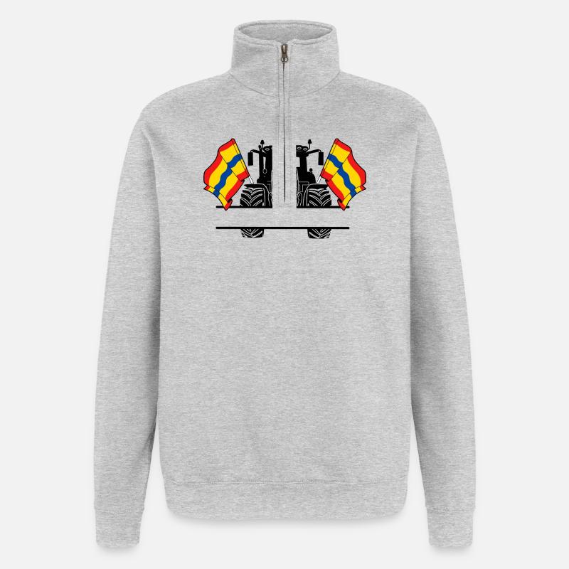 Overijssel_Tractor_Custom_Edition - Sweat à zip 1/4 - gris chiné