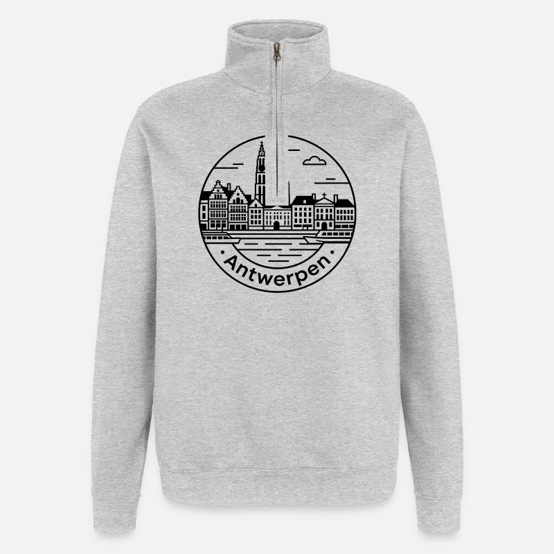 Antwerpen - Quarter-Zip-Sweatshirt - Grau meliert