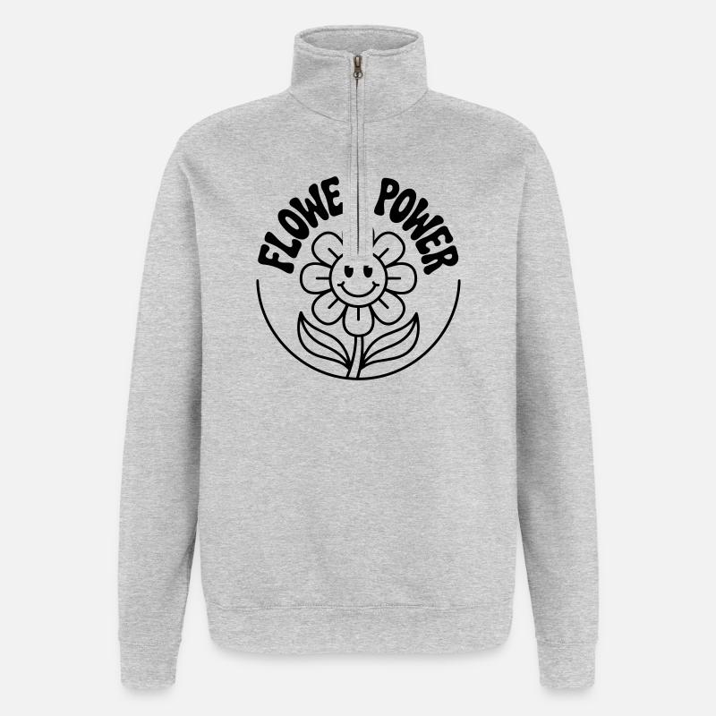 Le pouvoir des fleurs - Sweat à zip 1/4 - gris chiné