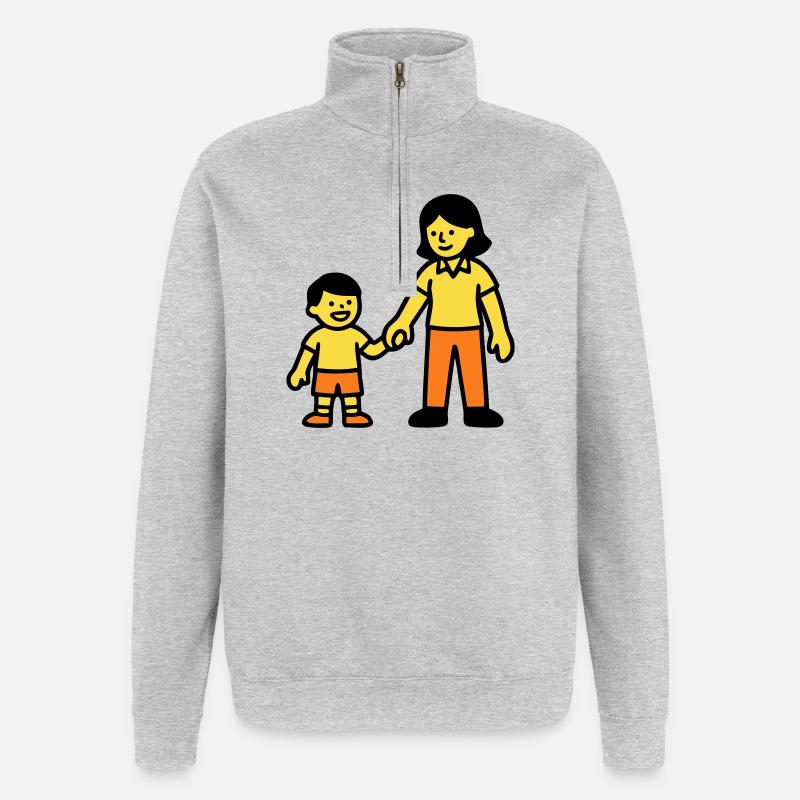 Erzieherin Kind Hand Logo - Quarter-Zip-Sweatshirt - Grau meliert